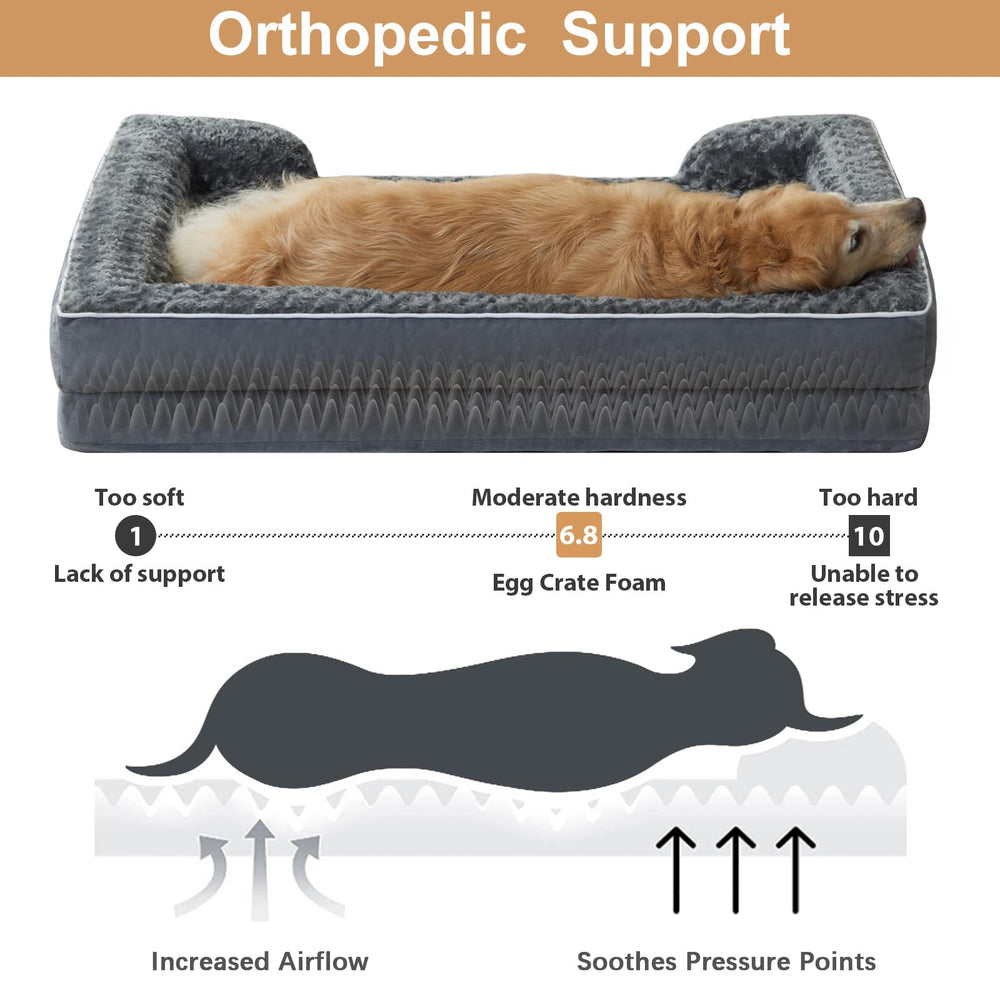 WNPETHOME cama ortopédica para perros grandes, vista lateral, base antideslizante
