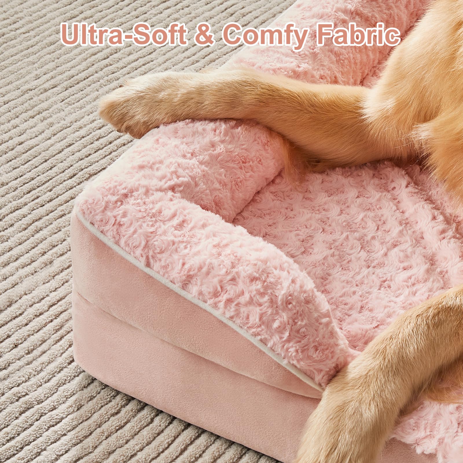 Superficie de peluche rosa de WNPETHOME aporta calidez y comodidad.