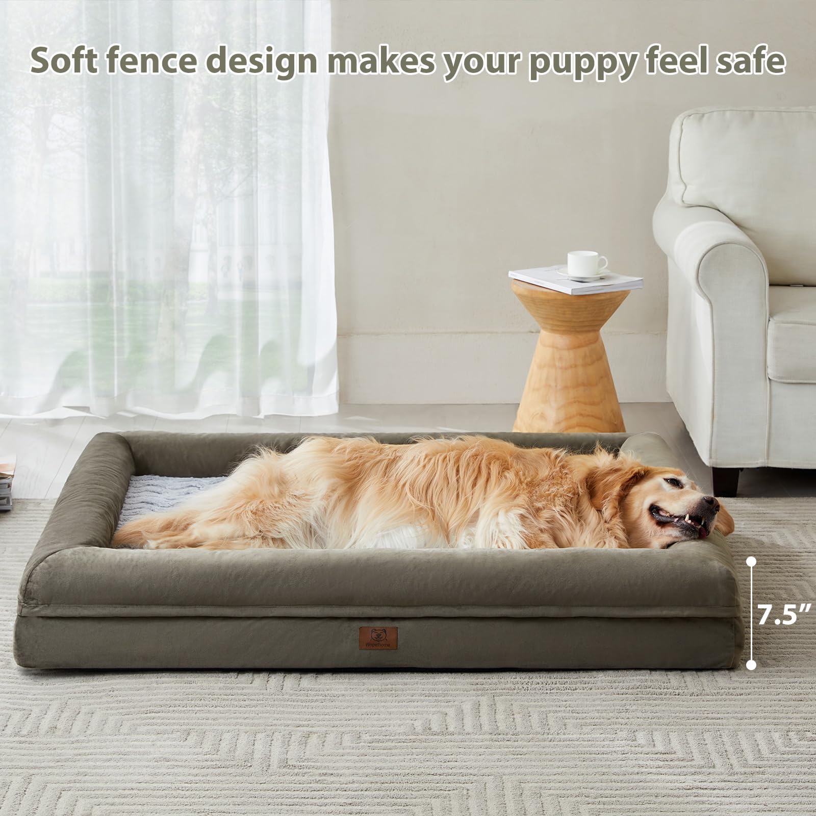 Bordes acolchados WNPETHOME ofrecen soporte alrededor de la mascota.