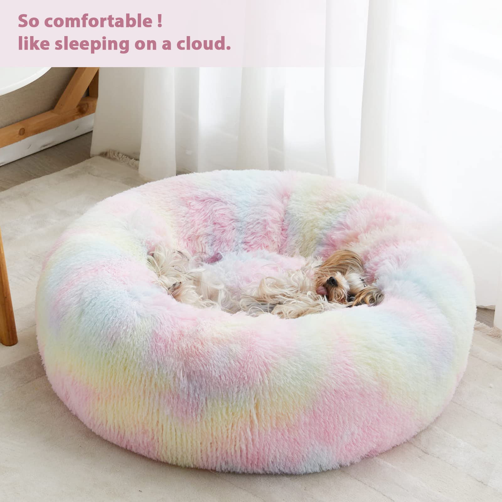 WNPETHOME donut auto calentamiento, mantiene calor suave para dormir.