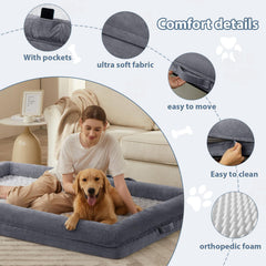 Cama ortopédica para perros WNPETHOME con espuma de alta densidad para distribución del peso.