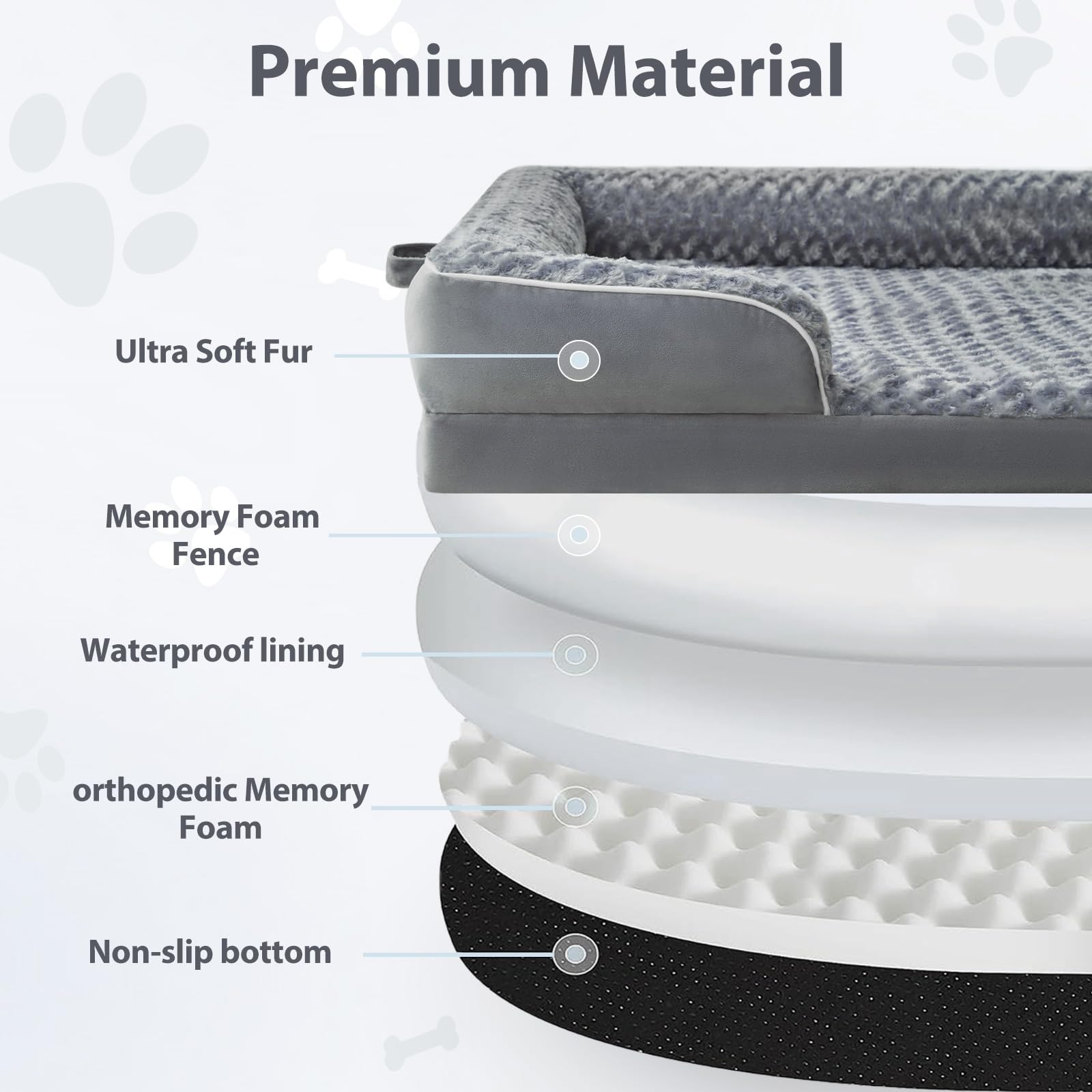 Funda lavable WNPETHOME gris con cremallera para limpieza fácil