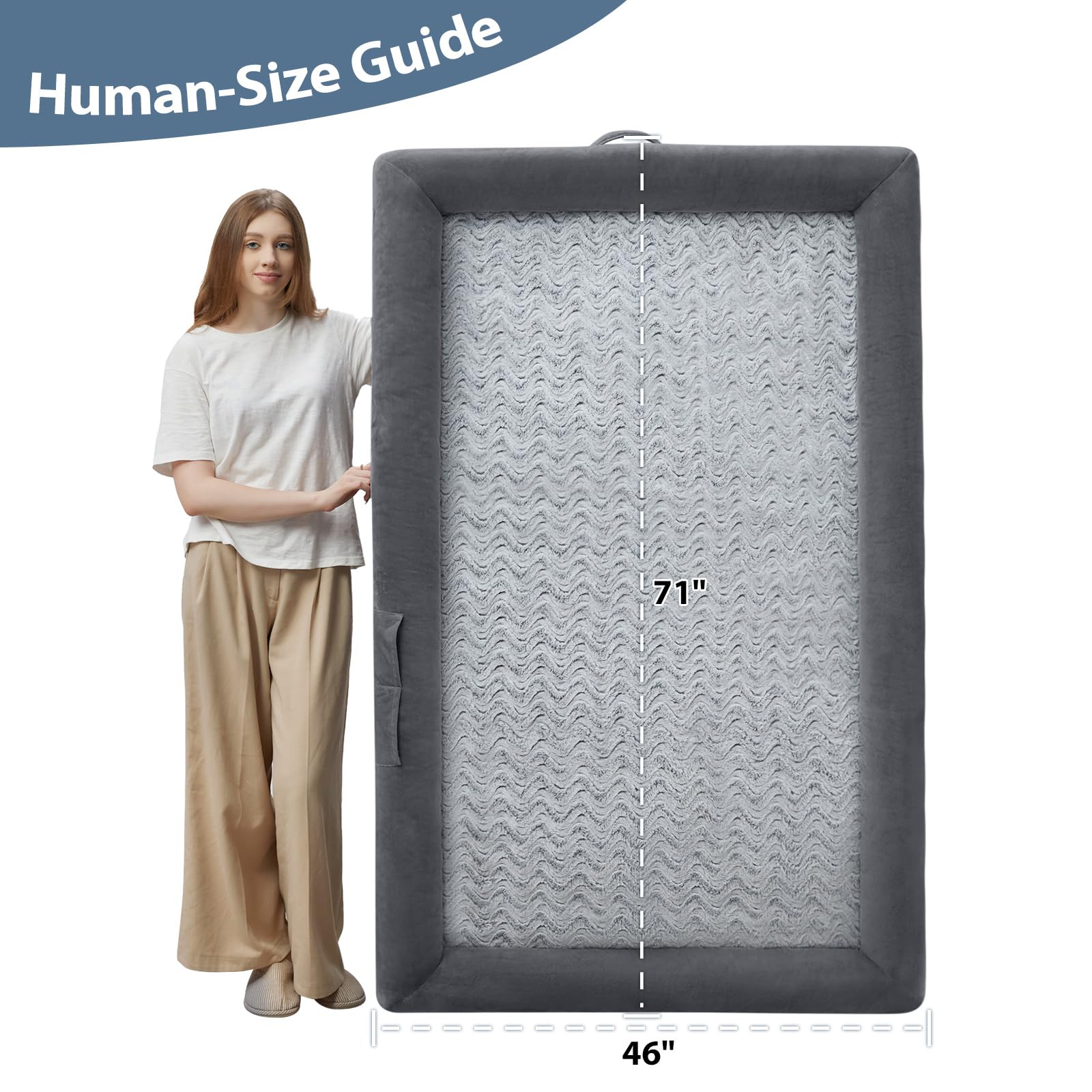 Cama gigante WNPETHOME, dimensiones 71x46x7,5 pulgadas para perros grandes.