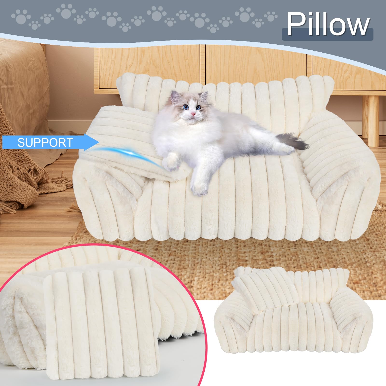 Cama Wn's Day para gatos con espuma y almohada para descanso cómodo