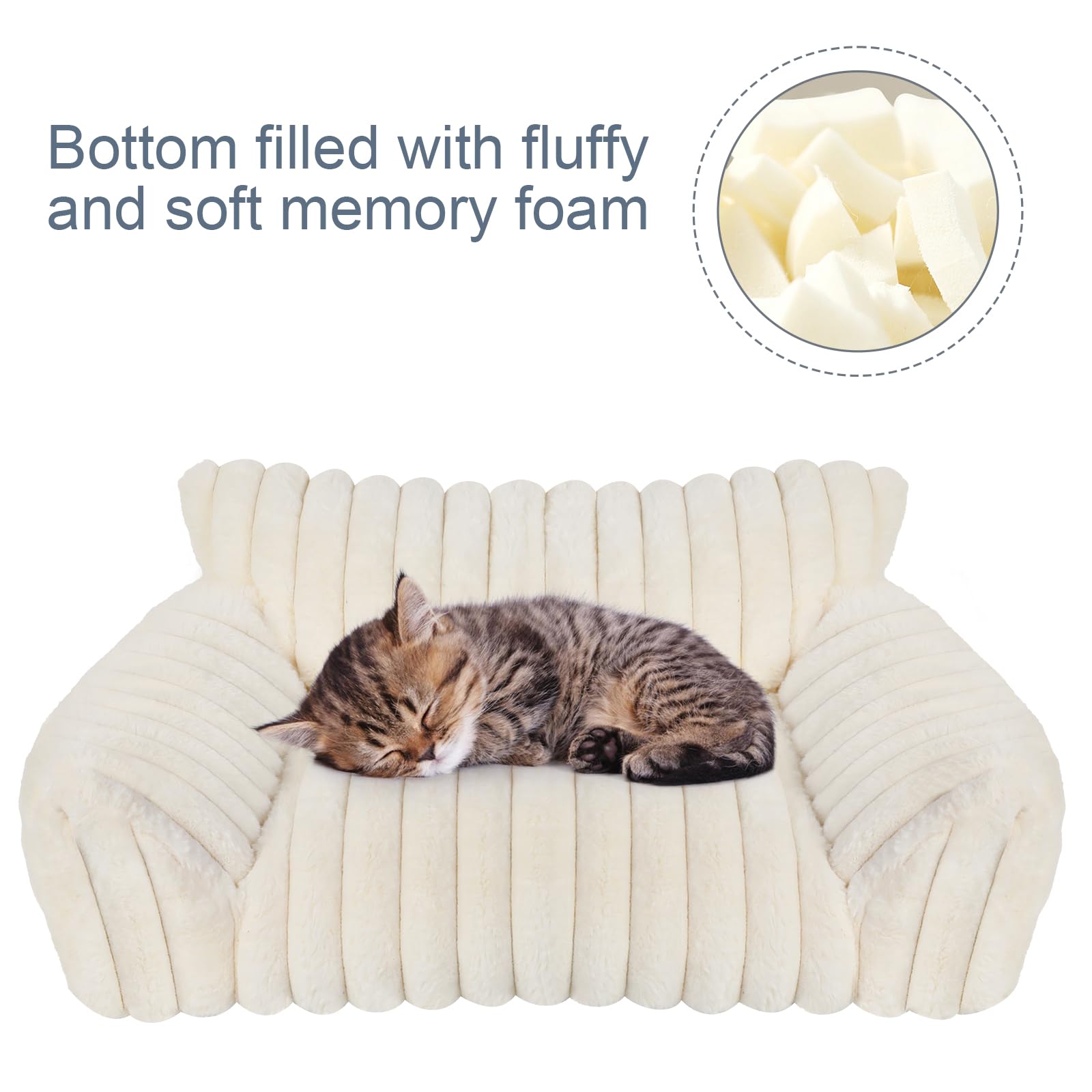 Cama Wn's Day de pana suave crema, textura acogedora