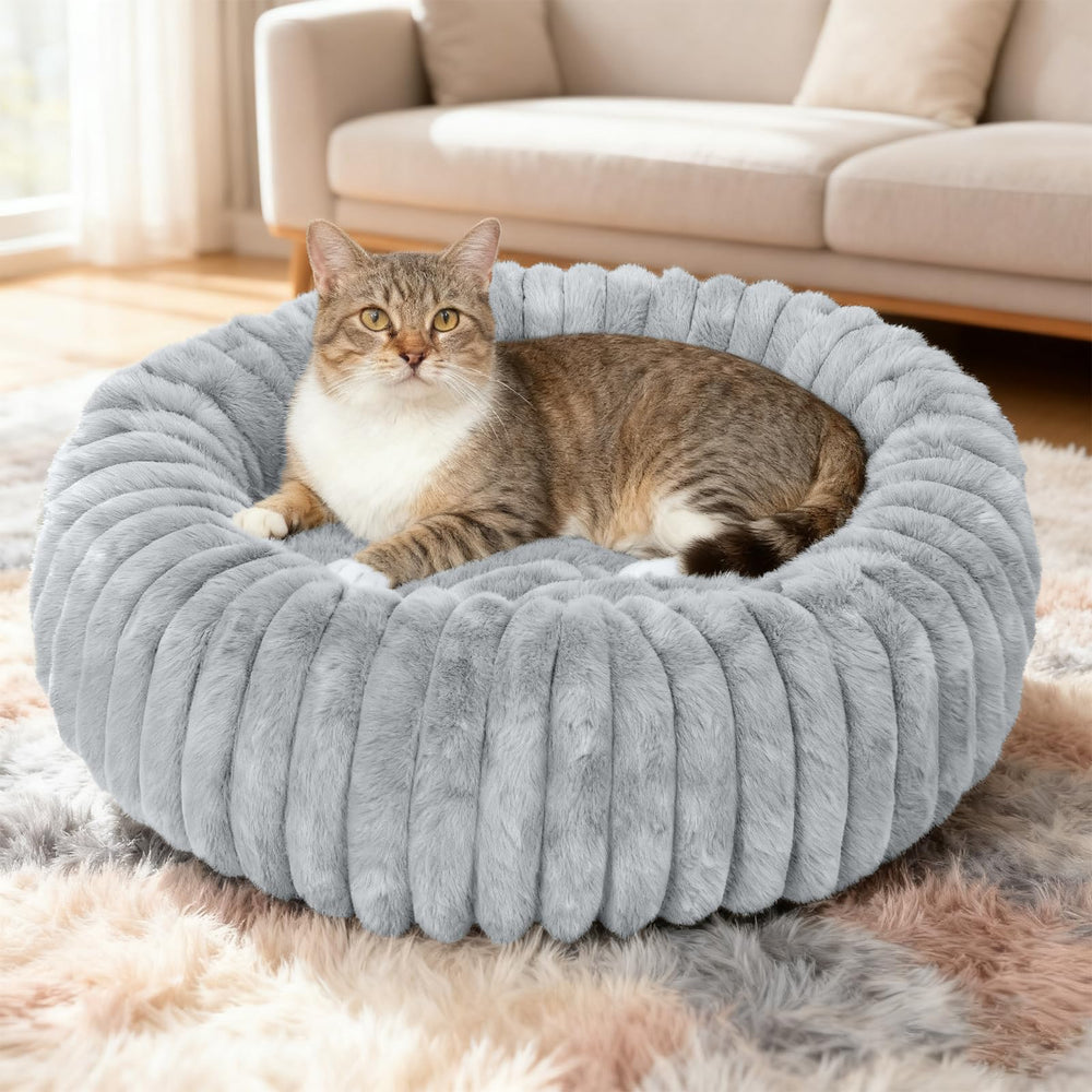 Cama Wn's Day redonda antiansiedad gris para siestas tranquilas