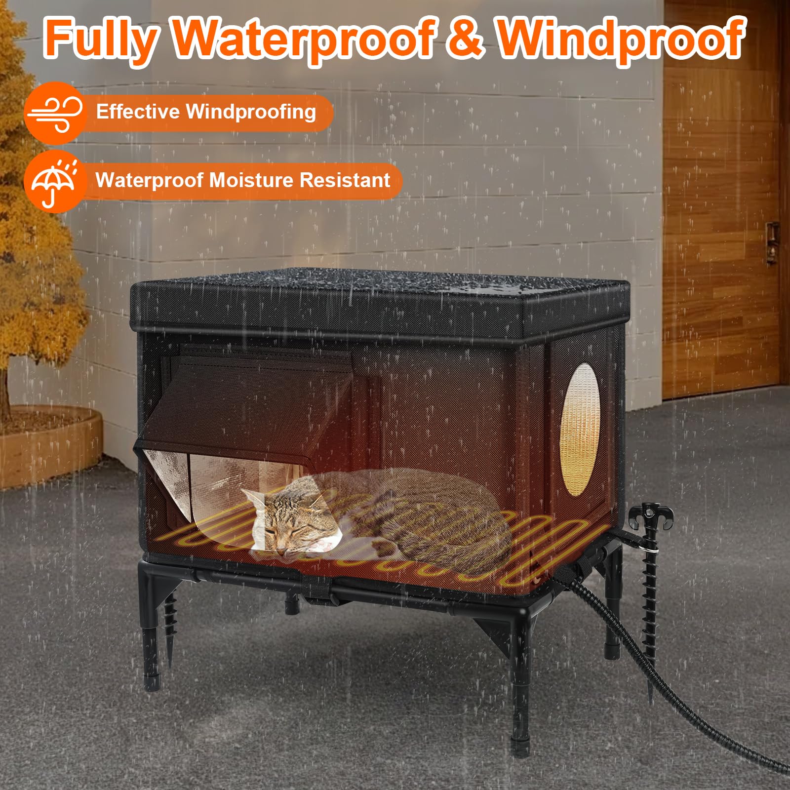 Wn's Day casa-gato-exterior-base-elevada mantiene seco el interior