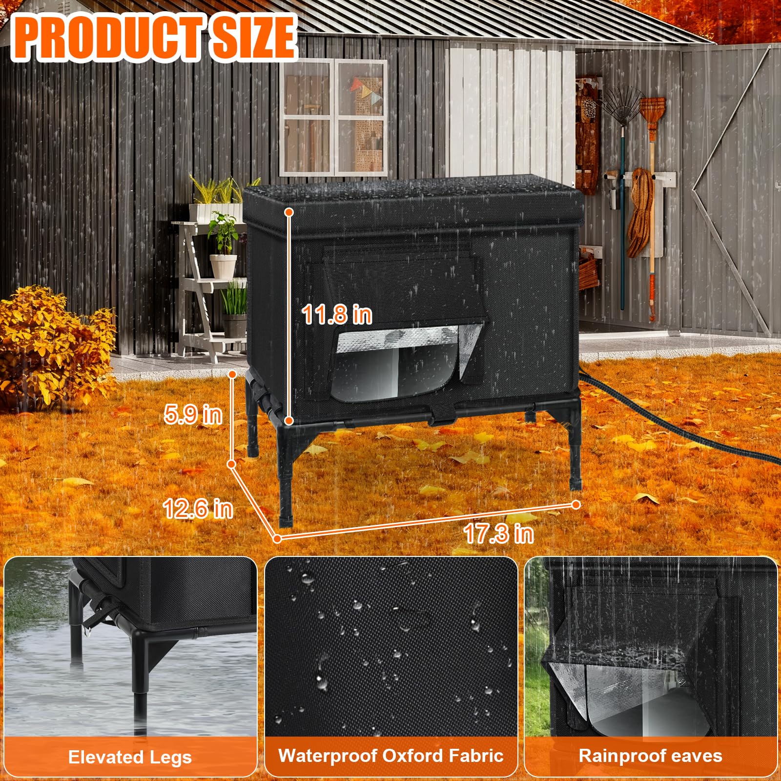 Wn's Day casa-gato-exterior-tejido-impermeable mantiene el interior seco ante la lluvia