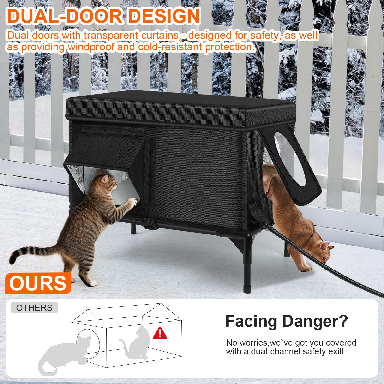 Casa gato impermeable Oxford de Wn's Day para exteriores secos