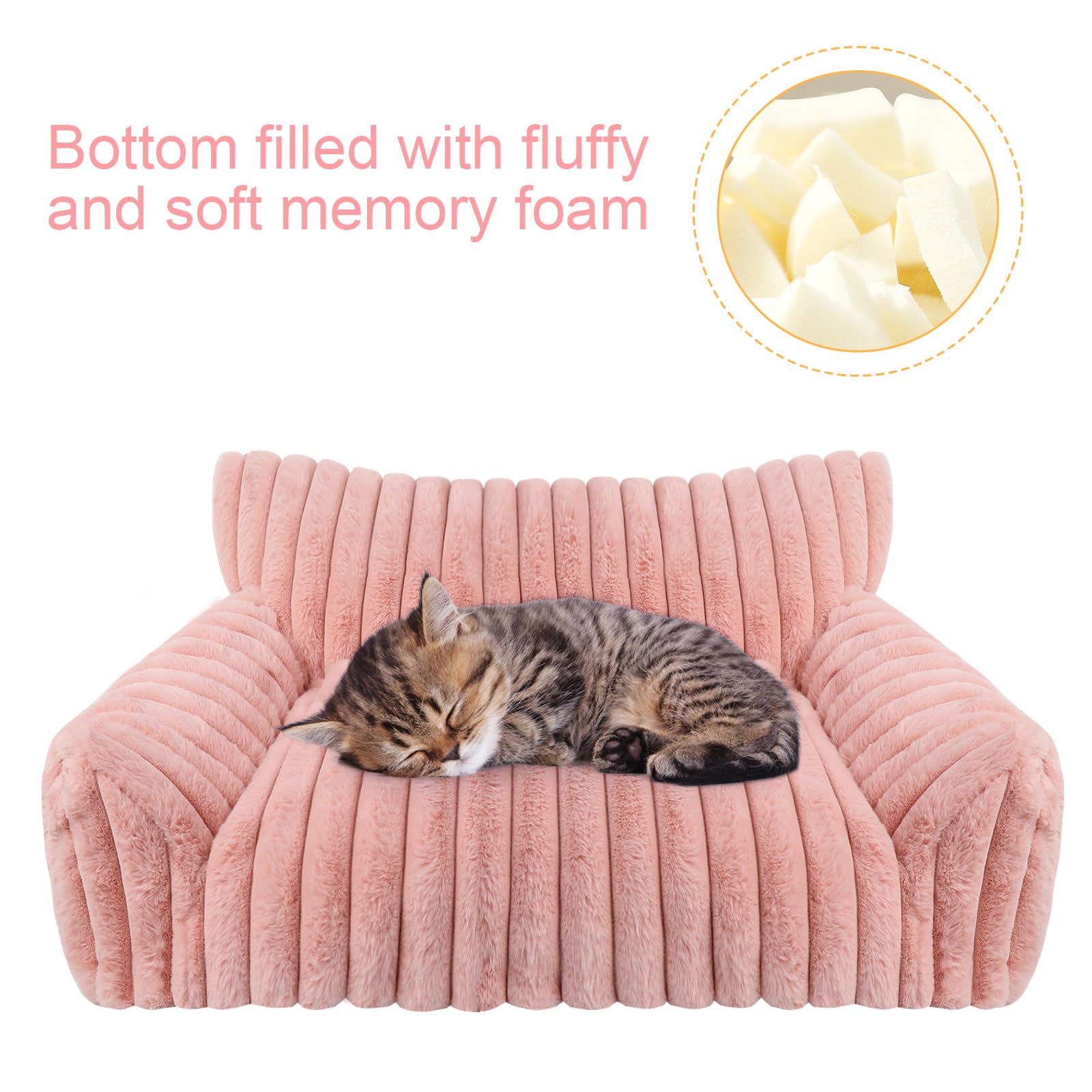 Cobertura de felpa de pana rosa para cama de gato Wn's Day.