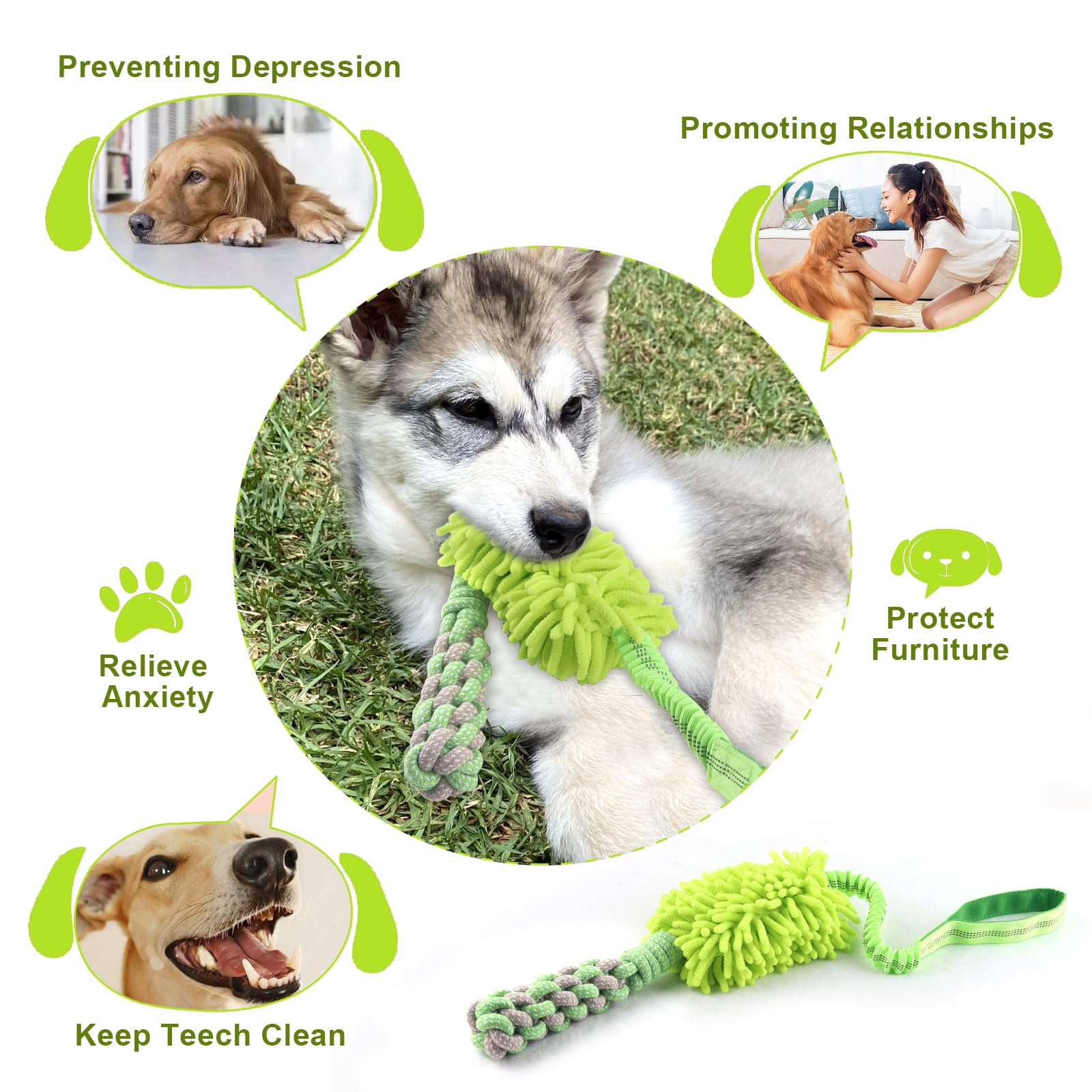 Wodoca higiene-dental perro-cuerda, ayuda a limpiar dientes durante el juego