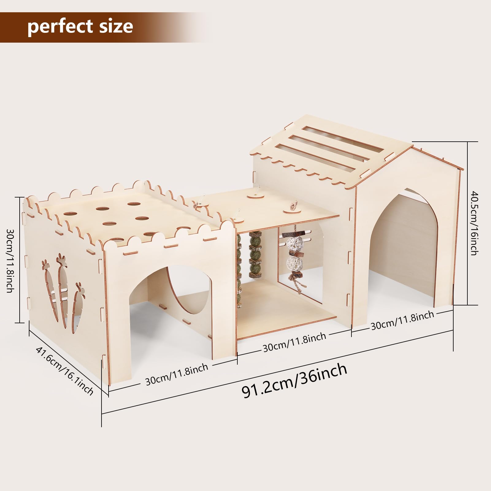 Woiworco jaula de conejo grande de madera, duradera y estable para mascotas.