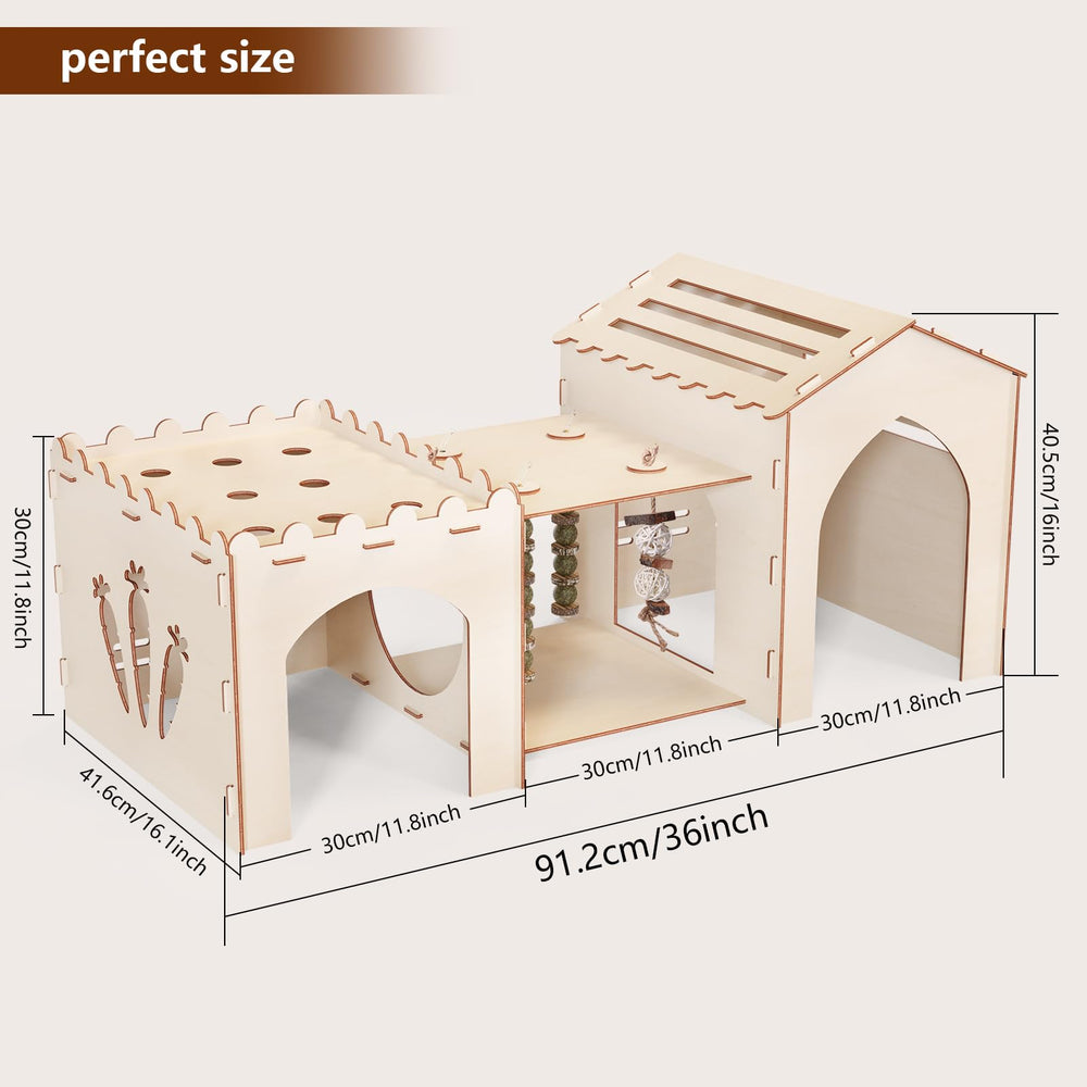 Woiworco jaula de conejo grande de madera, duradera y estable para mascotas.