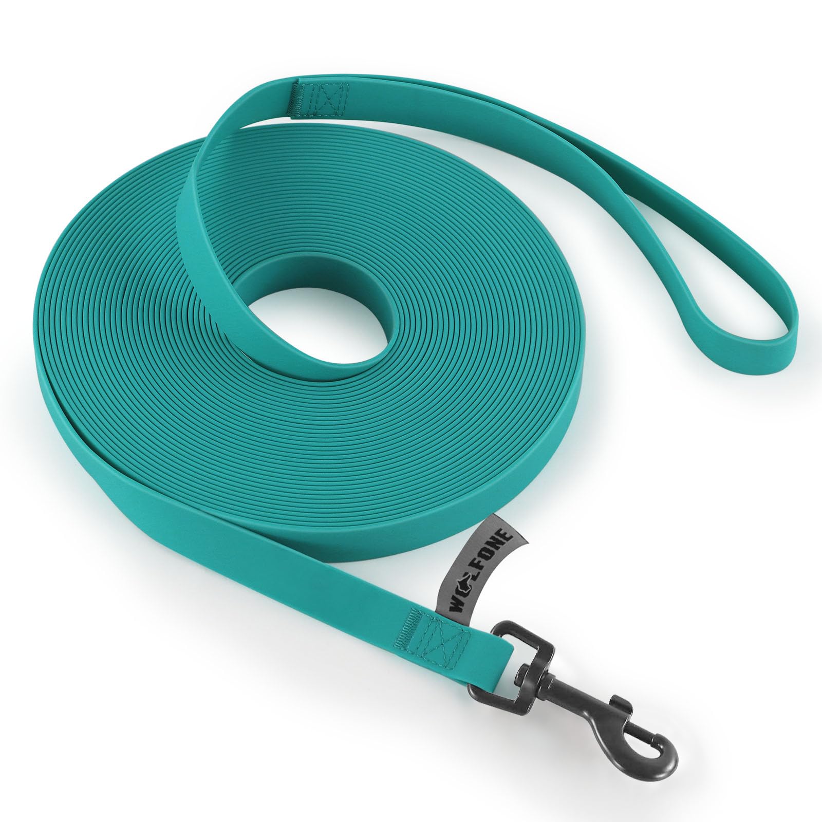Wolfone: cuerda larga verde viridiano de 30 ft para paseos y entrenamiento sin enredos.