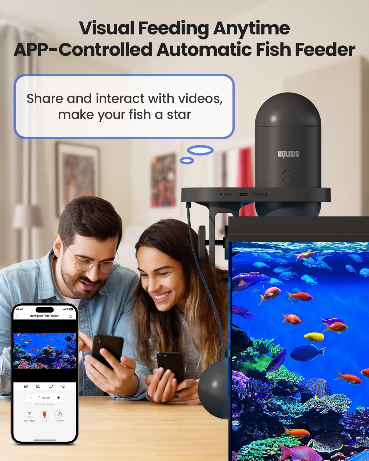 Conectividad WiFi y control por app para alimentar a distancia.