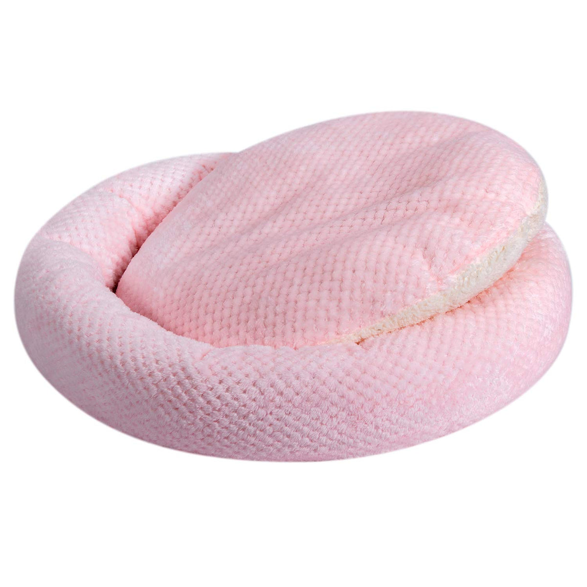Wonder Miracle cama perro peluche rosa, confort suave para descanso diario.