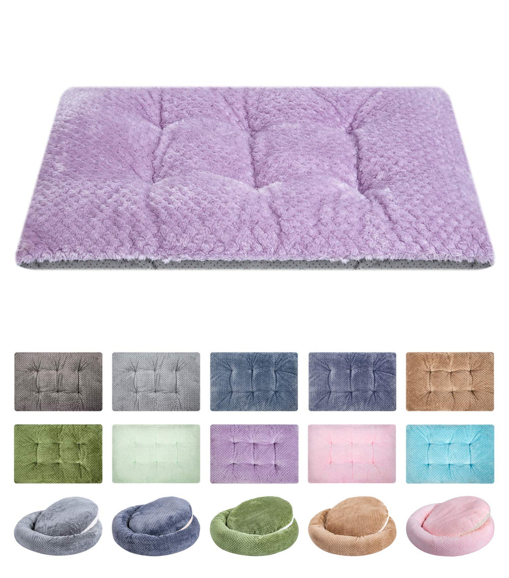 Cama para mascotas WONDER MIRACLE Fuzzy Deluxe con enfoque rectangular lavanda, ideal para jaula.