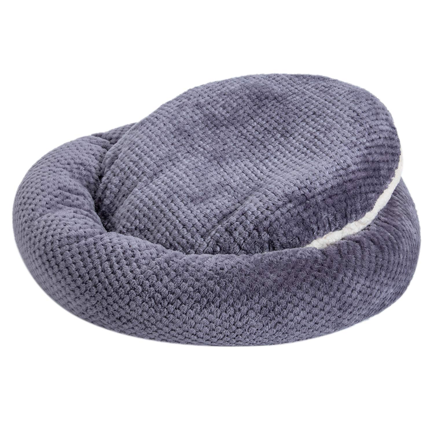 Wonder Miracle Fuzzy Deluxe cama morado uva, primer plano de tela suave para siestas.