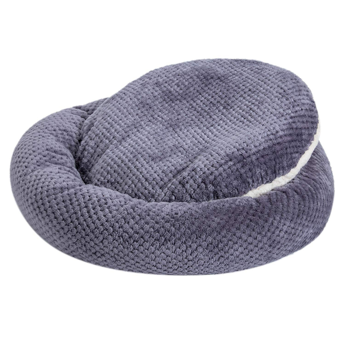 Wonder Miracle Fuzzy Deluxe cama morado uva, primer plano de tela suave para siestas.