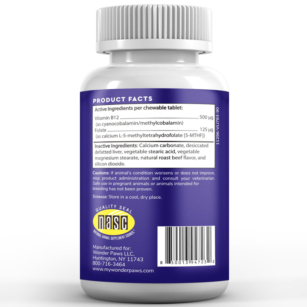Wonder Paws B12 certificado NASC, garantía de calidad.