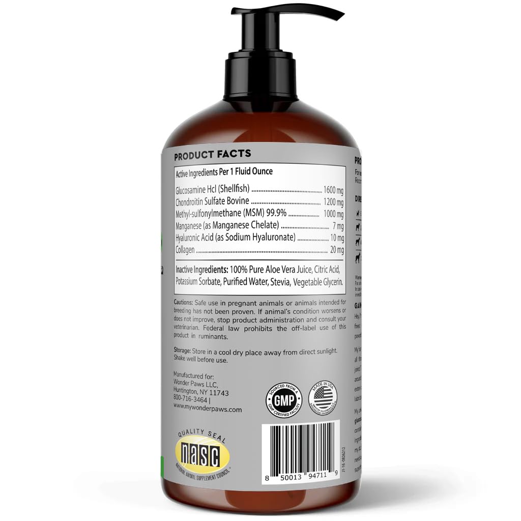 Wonder Paws etiqueta chondroitina para perro, favorece la salud de articulaciones.