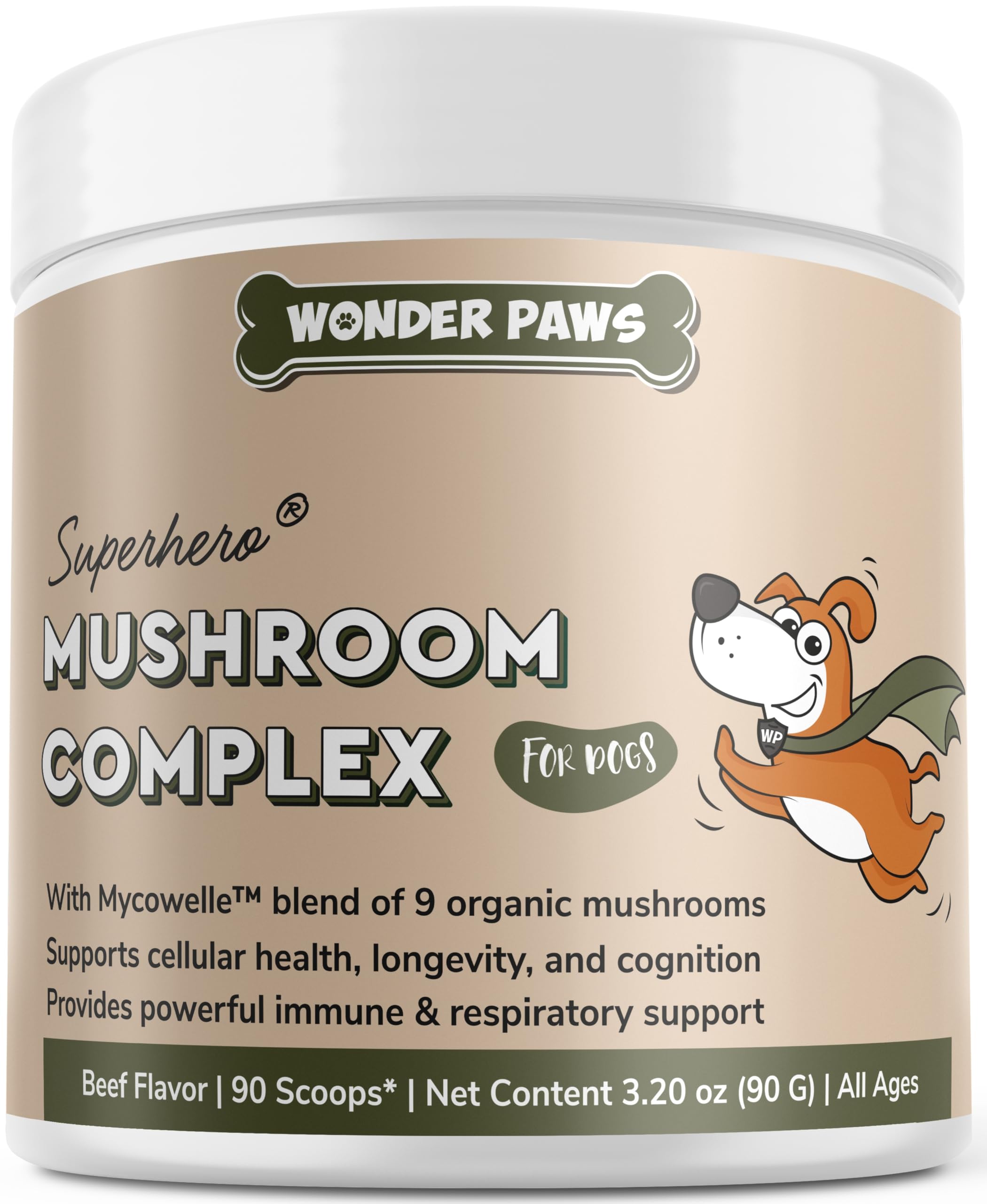 Wonder Paws polvo de hongos para perros, espolvoreado en comida