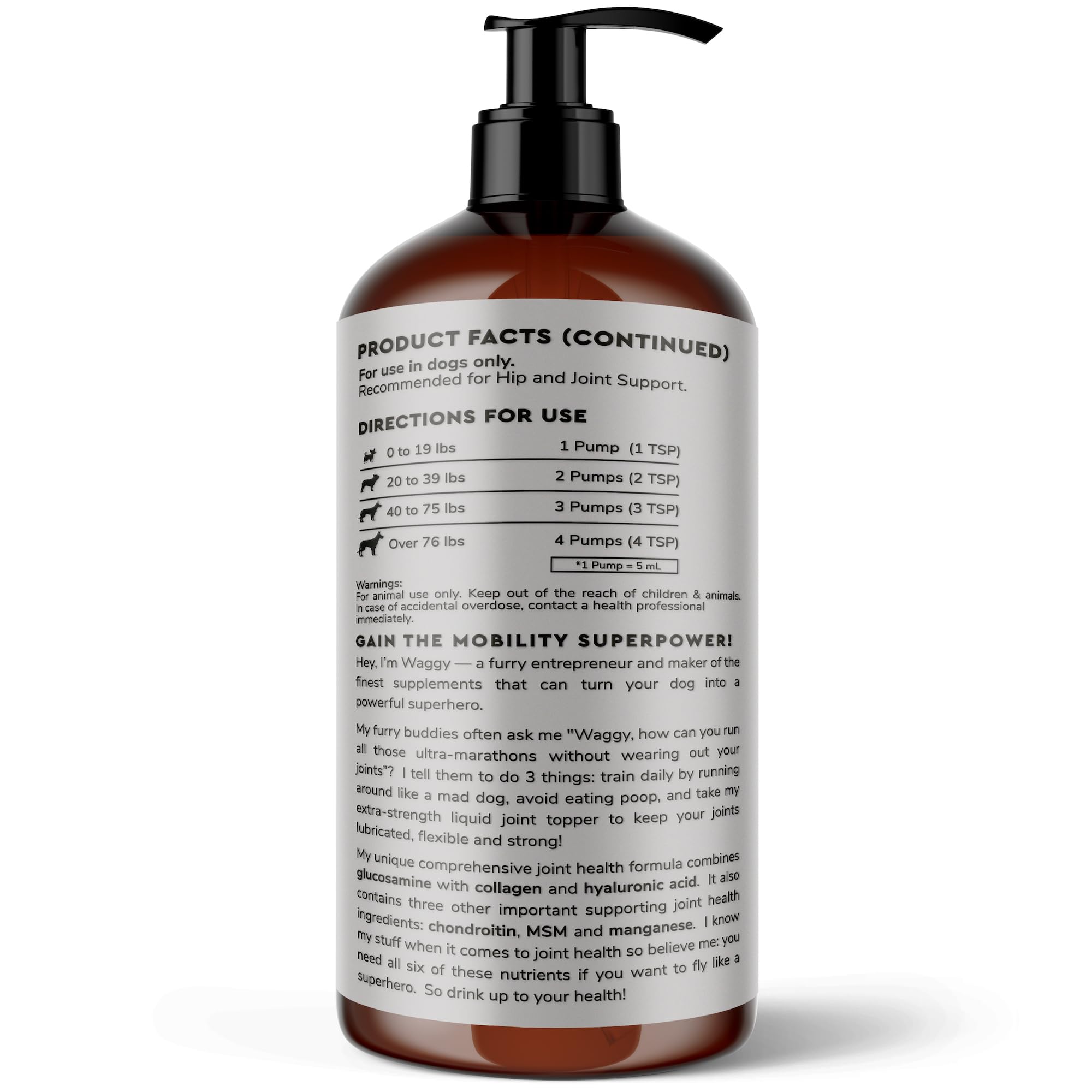 Wonder Paws uso diario facil, complemento liquido para articulaciones.