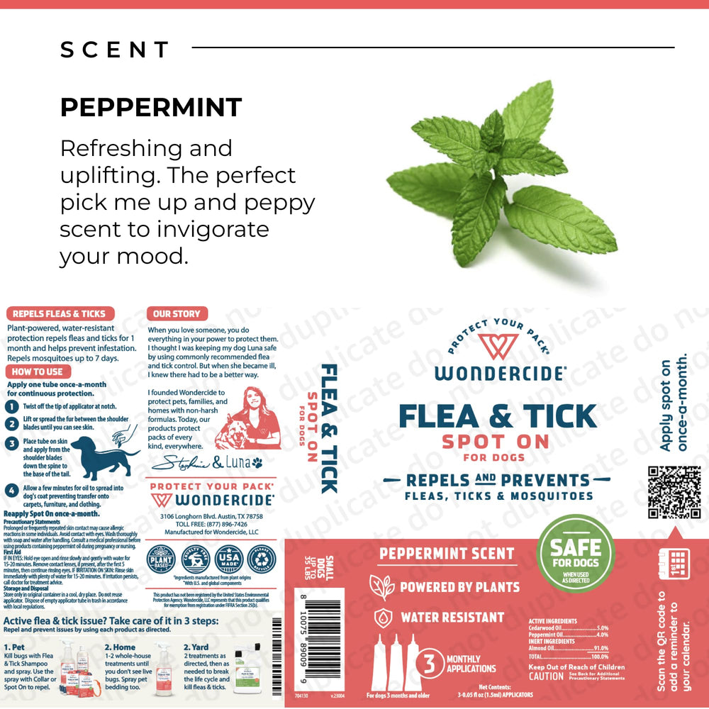 Wondercide aroma a menta refrescante, sensación agradable durante la aplicación.