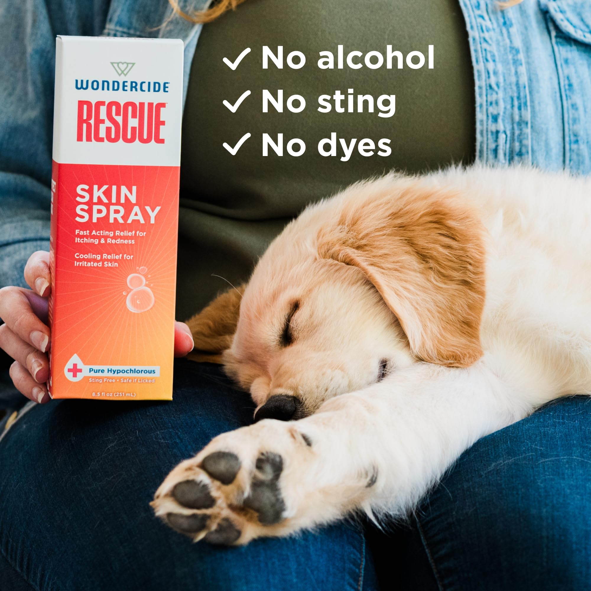 Wondercide Rescue, zona-ojos-seguridad, seguro alrededor de ojos y boca cuando se indica.