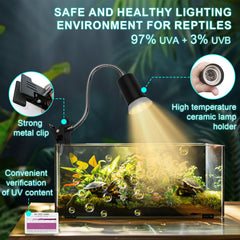 Lámpara Wondrokey con dos bombillas E27, 25W y 50W para reptiles.