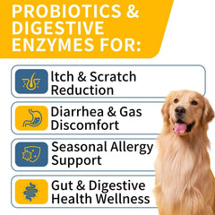 Wontechmi probióticos para perros, gomitas sabor pollo, fácil de administrar.