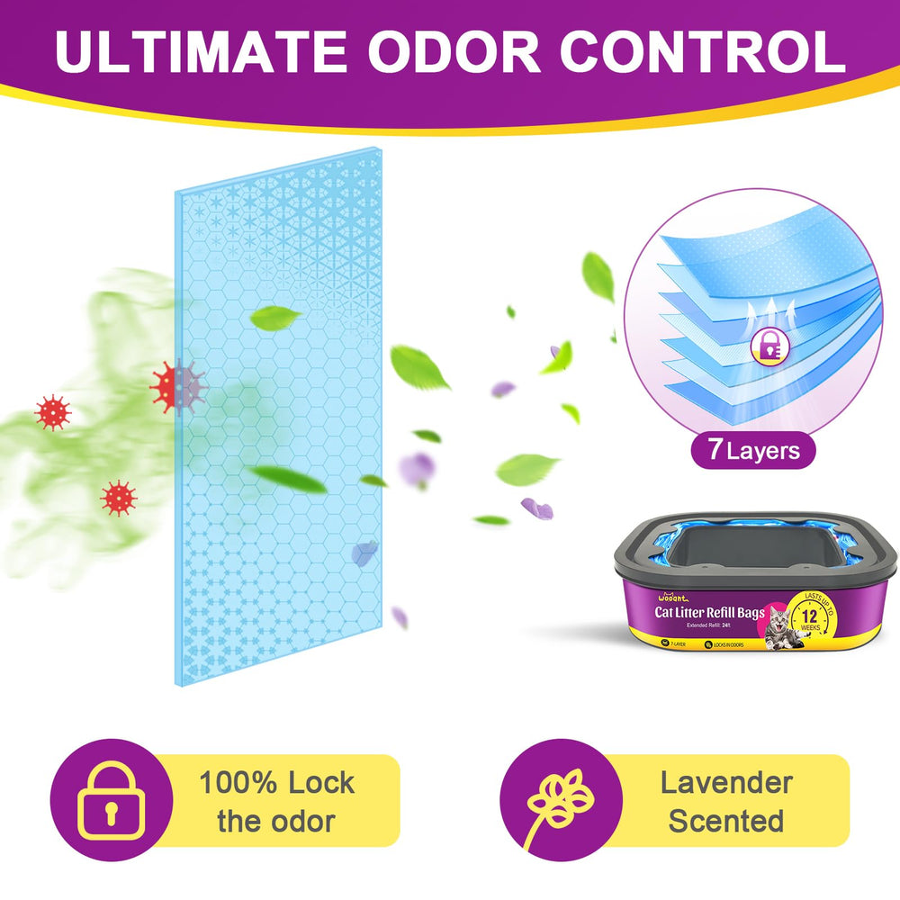 Bolsas WooAnt de 7 capas para control de olores y sellado.