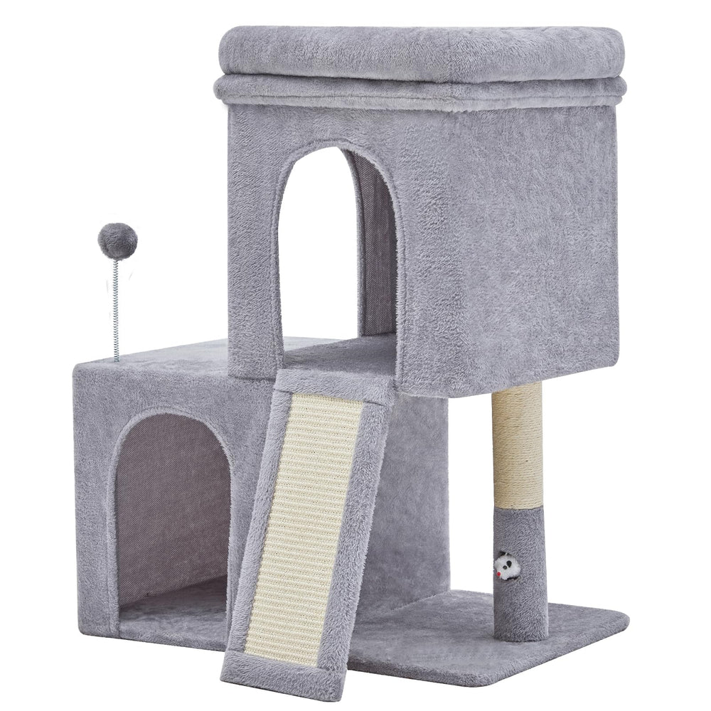 Woochpet árbol para gatos 32 pulgadas, torre doble y vista panorámica