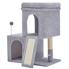 Woochpet árbol para gatos 32 pulgadas, torre doble y vista panorámica