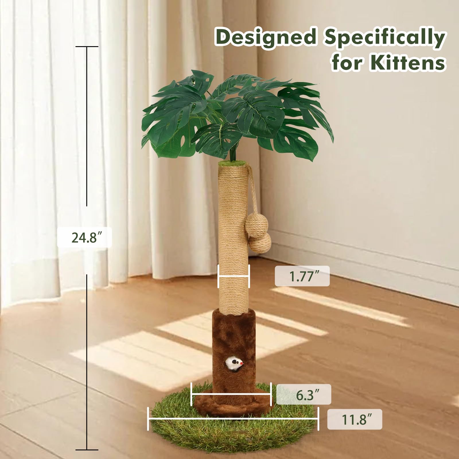 Woochpet arbol tropical rascador con bolas colgantes para juego