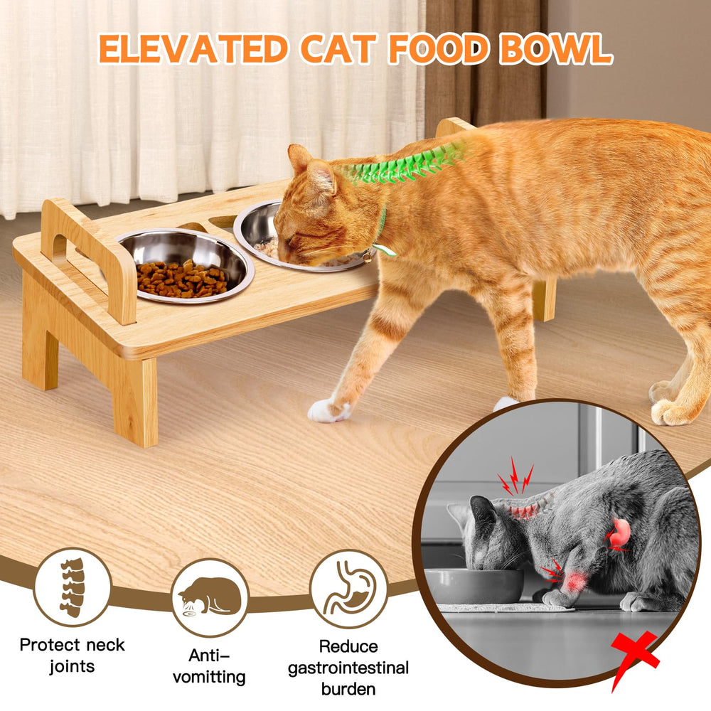 Woodever set comida y agua para gatos en acero inoxidable duradero
