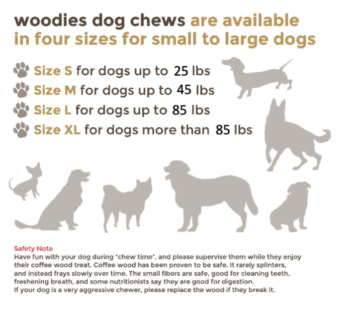 Woodies Dog Chews detalle corte suave para masticación cómoda.