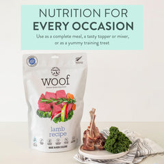 WOOF cordero liofilizado crudo, mezcla para enriquecer las comidas.