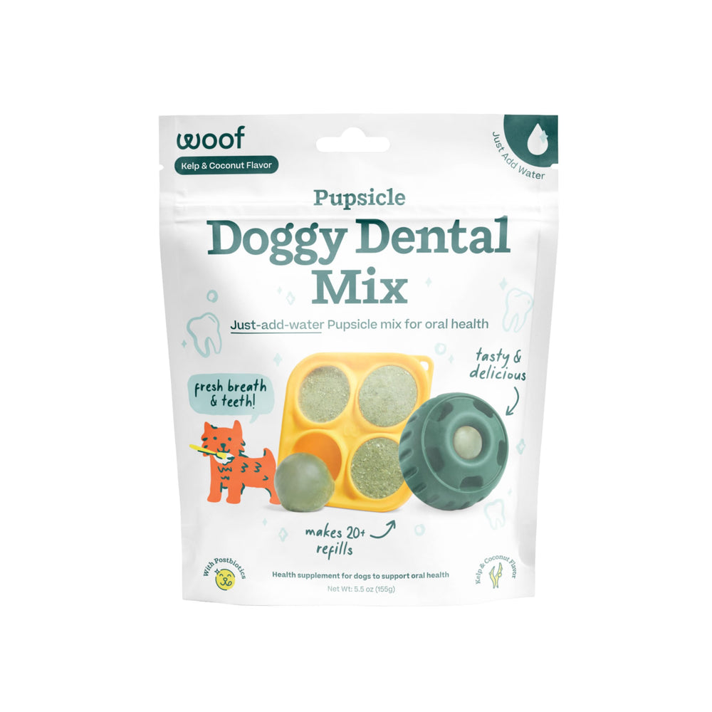 Woof Doggy Dental Pupsicle Mix con agua para limpieza dental suave