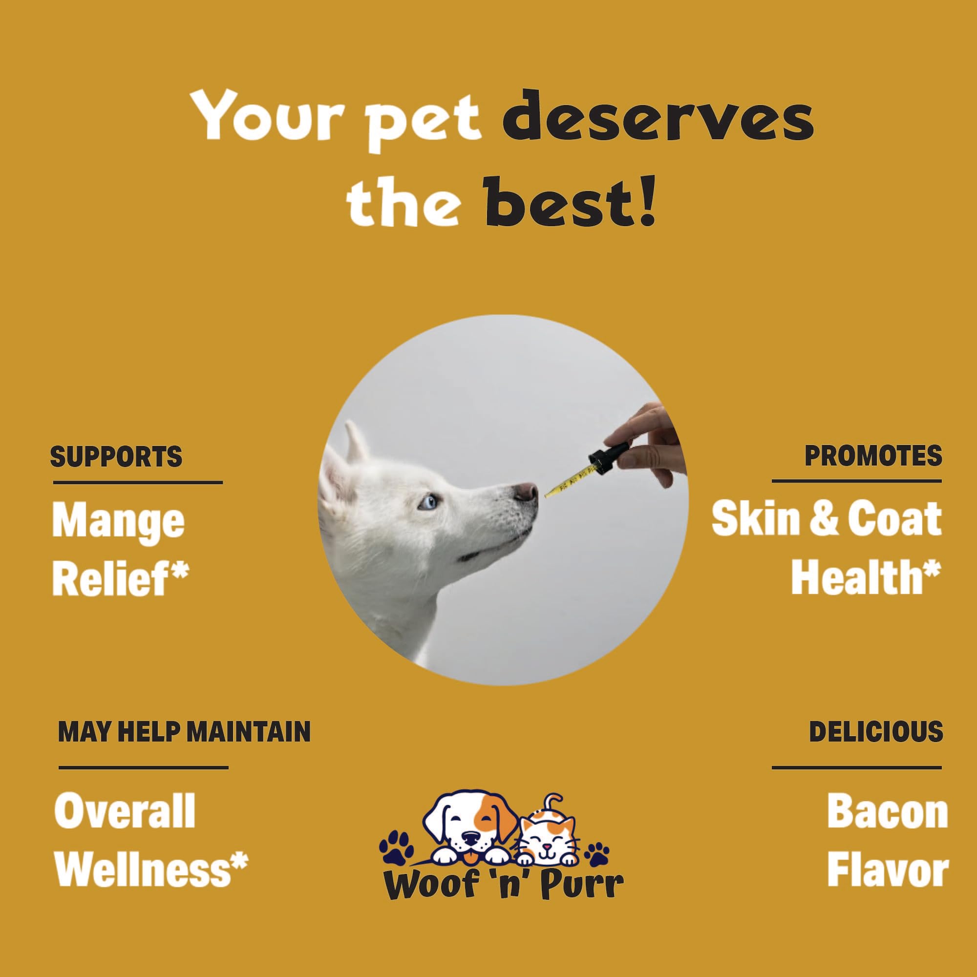 Aplicación de Woof 'n' Purr en alimento para uso diario.