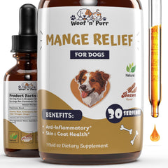 Woof 'n' Purr frasco de 1 oz para sarna en perros.