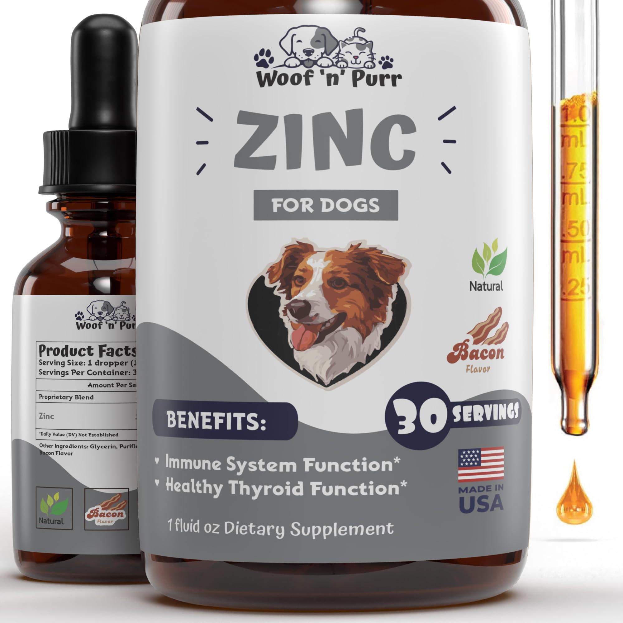 Woof 'n' Purr Zinc para perros, bote, posible refuerzo inmune diario.