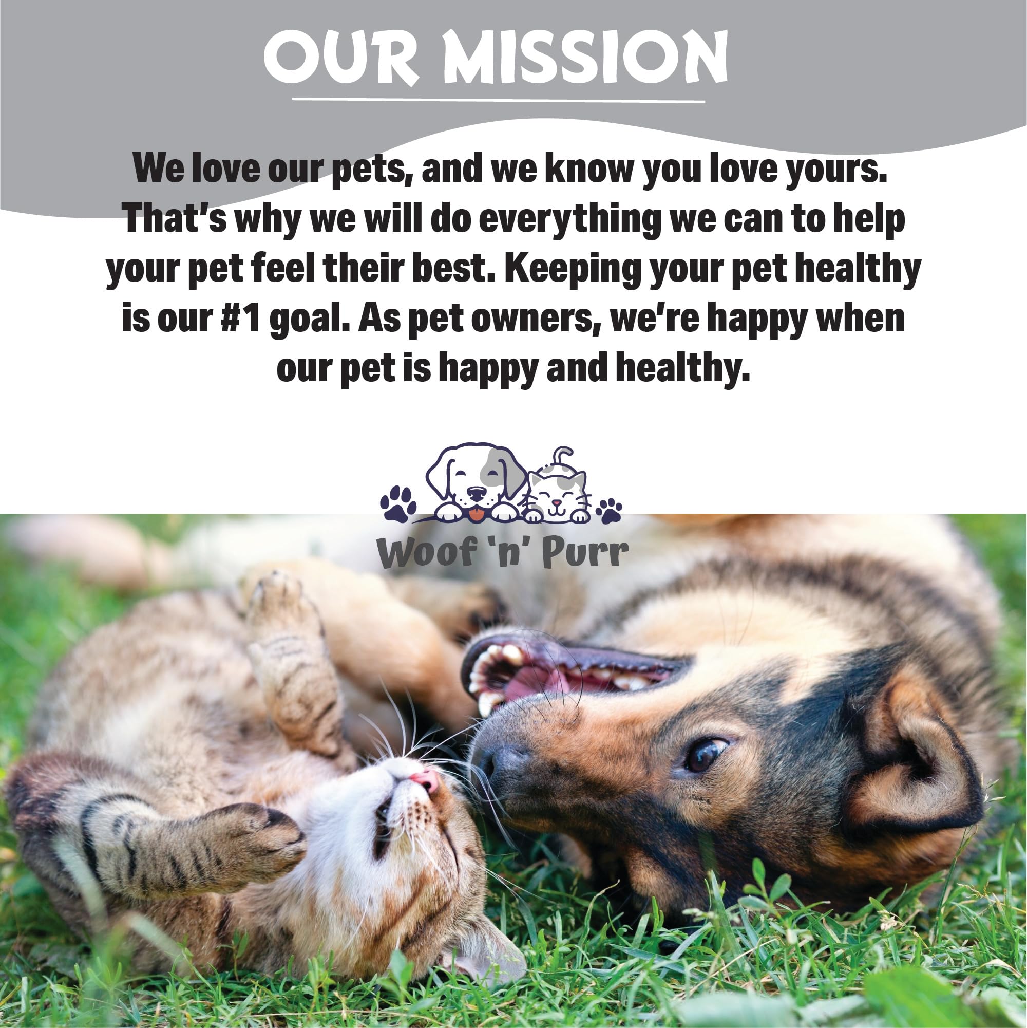 Woof 'n' Purr Zinc para perros, presentación práctica para hogar y viaje.