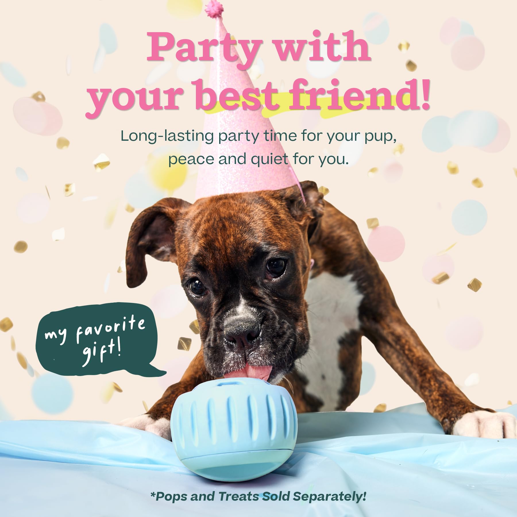 WOOF Party Pupsicle, apertura para rellenar sin derrames y limpieza rápida.