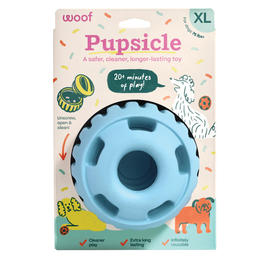 WOOF Party Pupsicle, empaque y diseño prácticos para fiestas caninas.