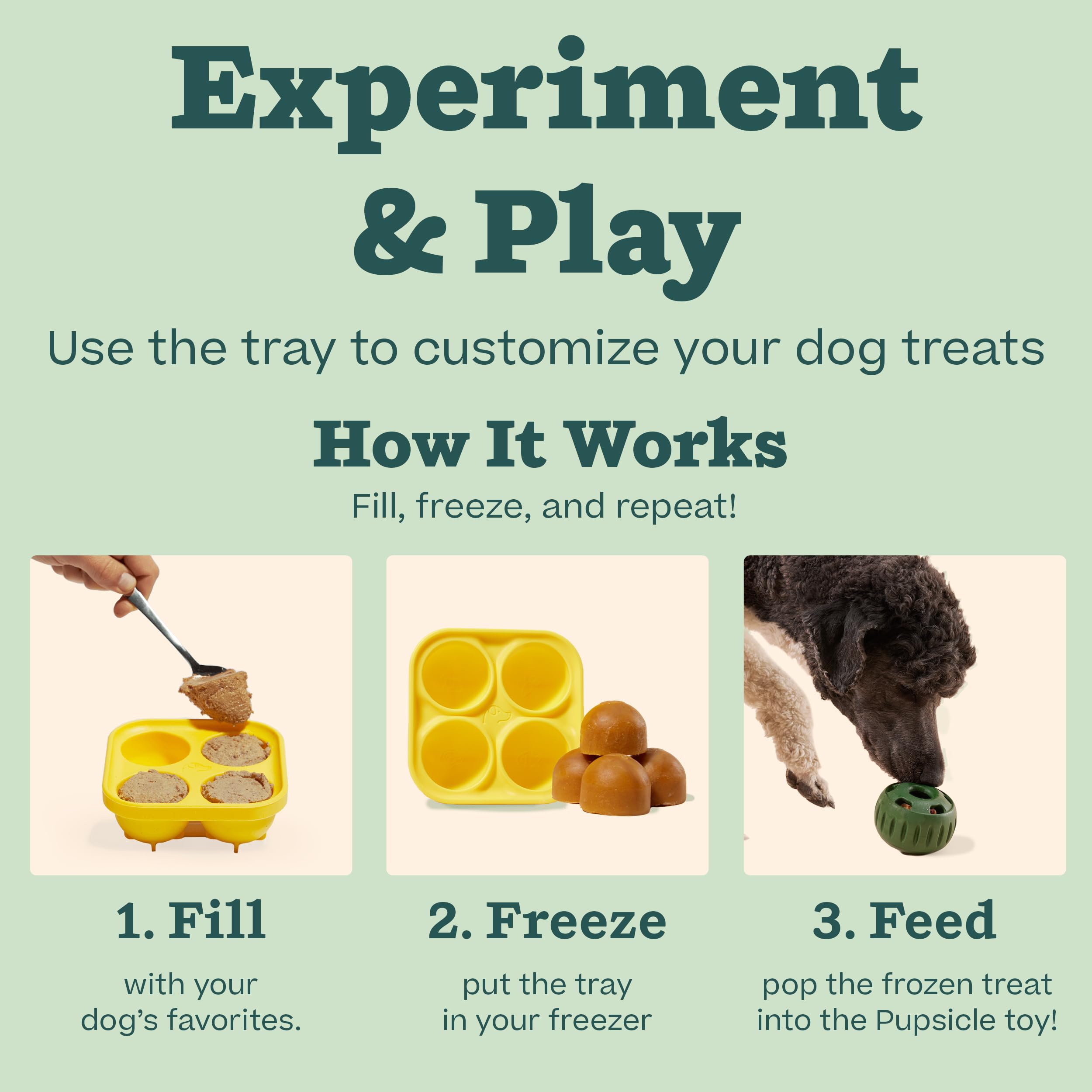 WOOF Pupsicle, golosinas naturales para perros en un molde reutilizable.