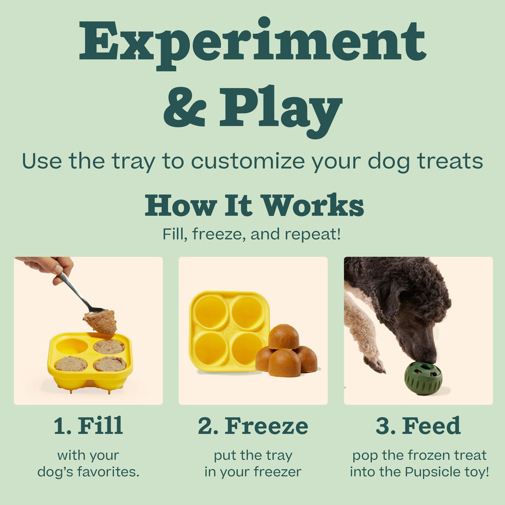 WOOF Pupsicle, golosinas naturales para perros en un molde reutilizable.