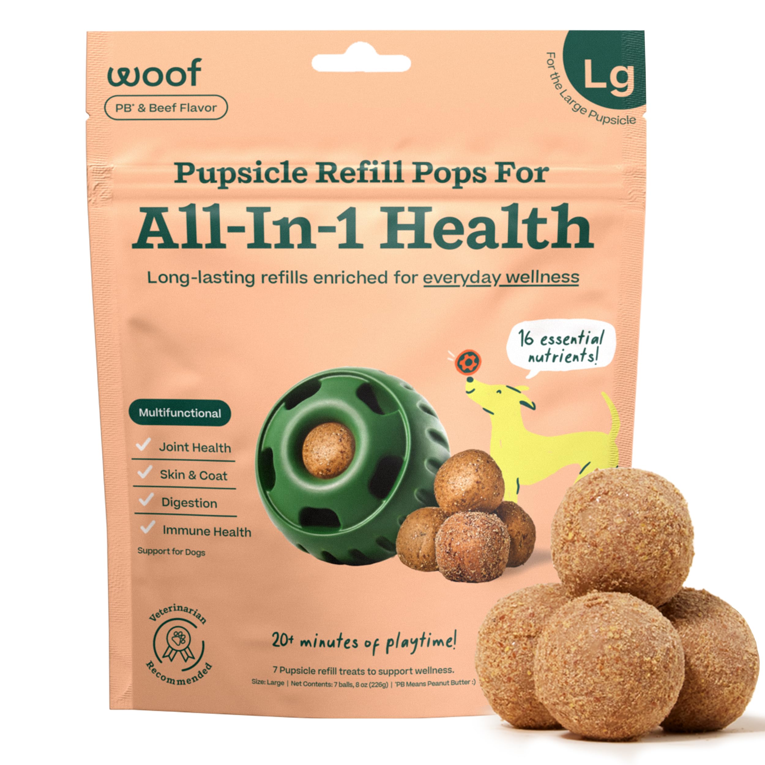 WOOF Pupsicle recargas de salud completa en bolsa, para juego prolongado