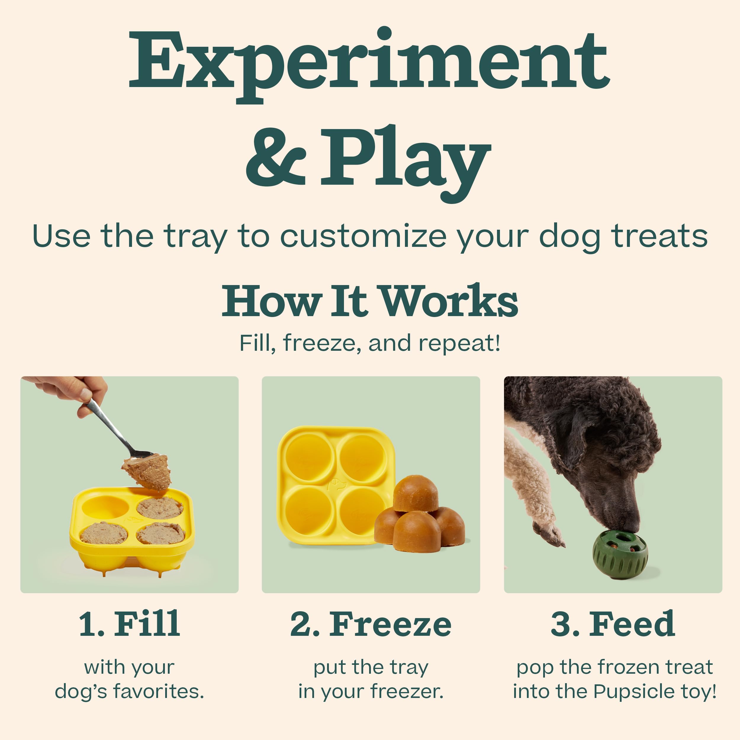 Tapa abierta de WOOF para rellenar fácilmente el juguete.