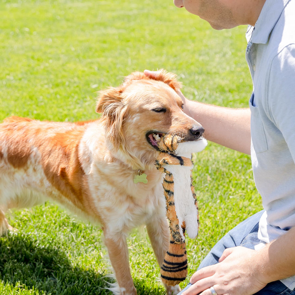 Juguete Woof Wonders sin relleno Tejido de doble capa, mayor durabilidad.